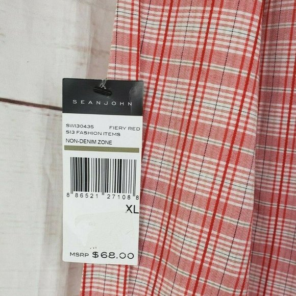 Tailored Fit Sean Jean Fiery Red SW130435 Cotton Men Extra Large Shirt - Picture 7 of 12